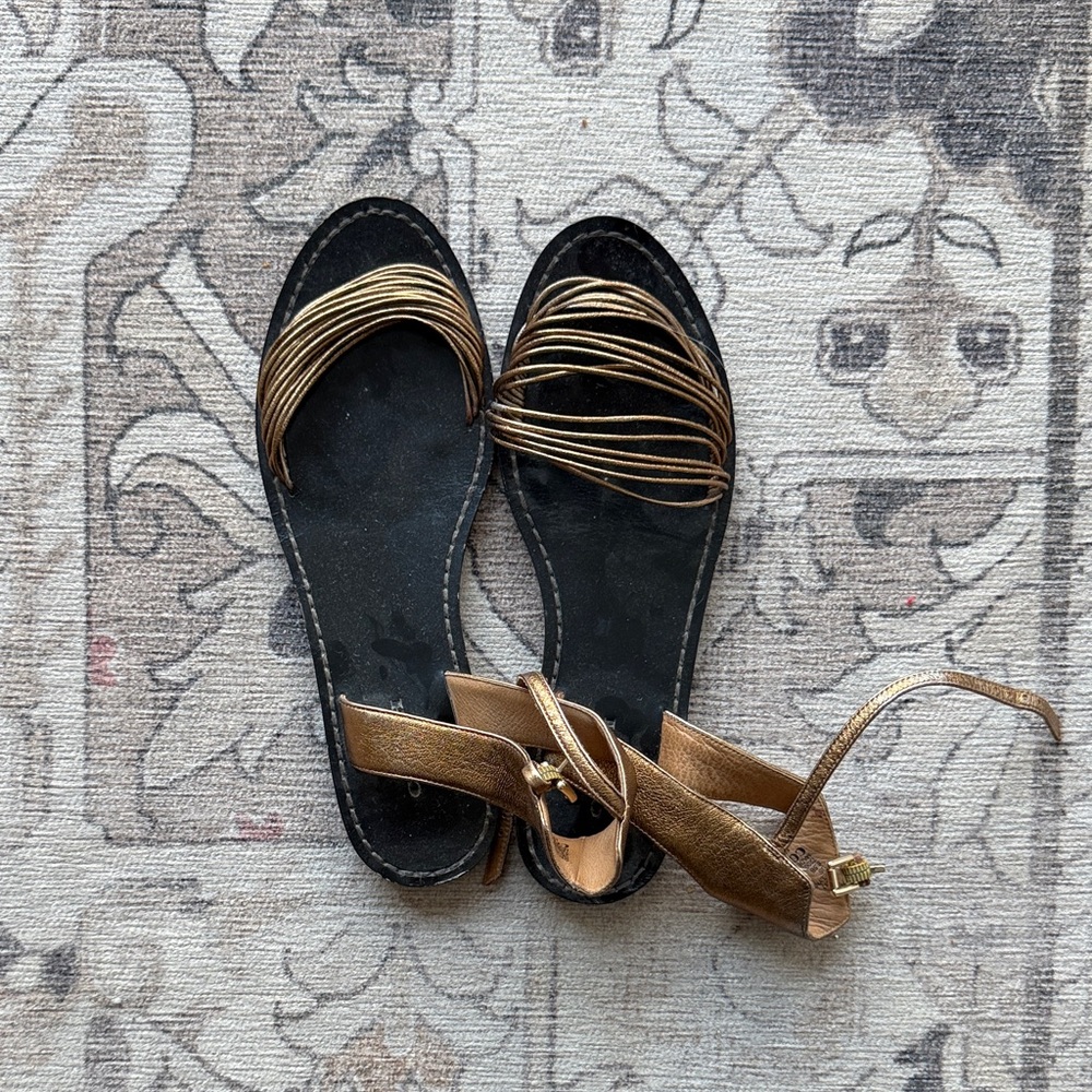 Elegant Gold Coach Gladiator Sandals
